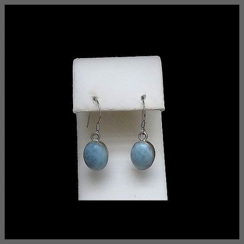 Oval Shaped Hook Larimar Earrings